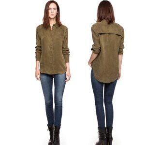Paper Denim & Cloth Olive Cupro Meeker Shirt Western Yoke Detail XS NWT $308